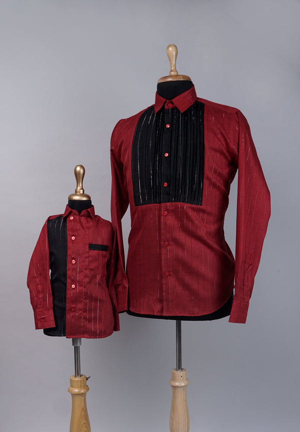 Red with Black  Dad and Son Combo Matching Set