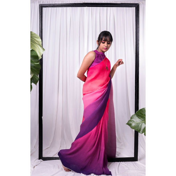 The Magic Dusk - Pleated Saree with Ready-Made/Pre-Stitched Option