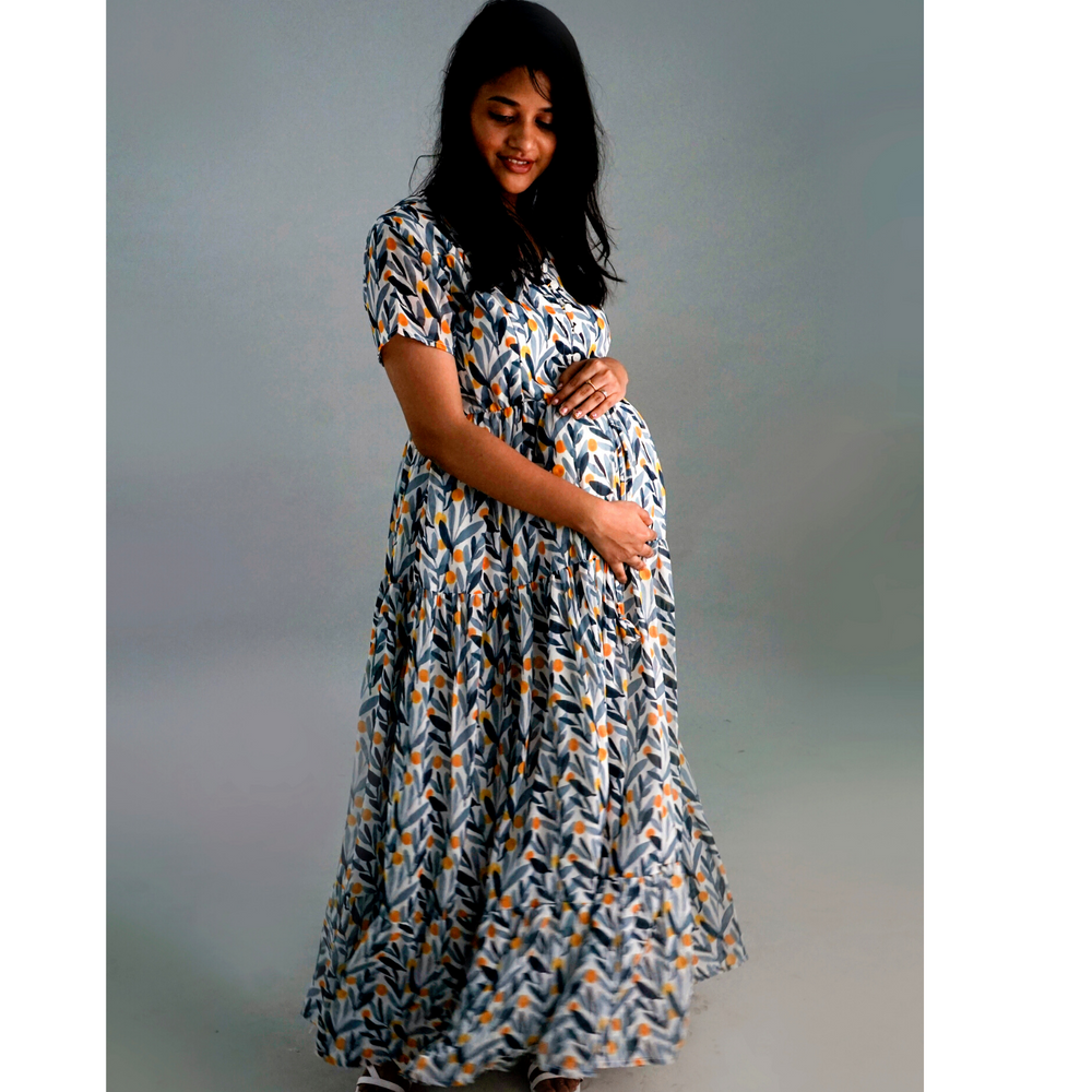 Maacie Women Maternity Swiss Dot Dress Short Sleeve V-Neck Smocked A-L –  Maacie Maternity