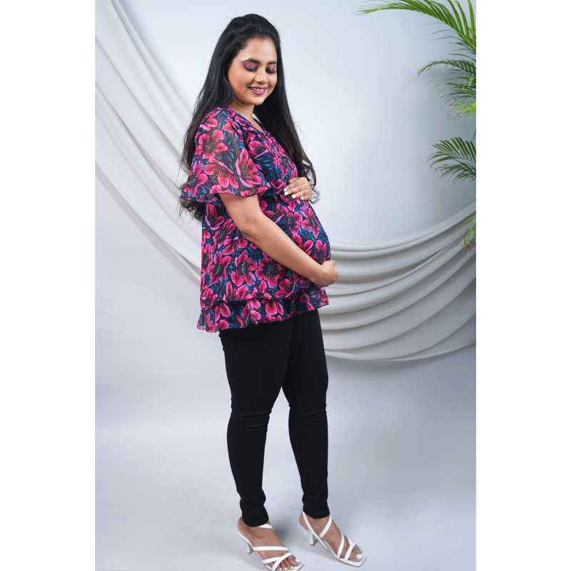 Floral Patch - Pre/Post Pregnancy Maternity & Feeding Top
