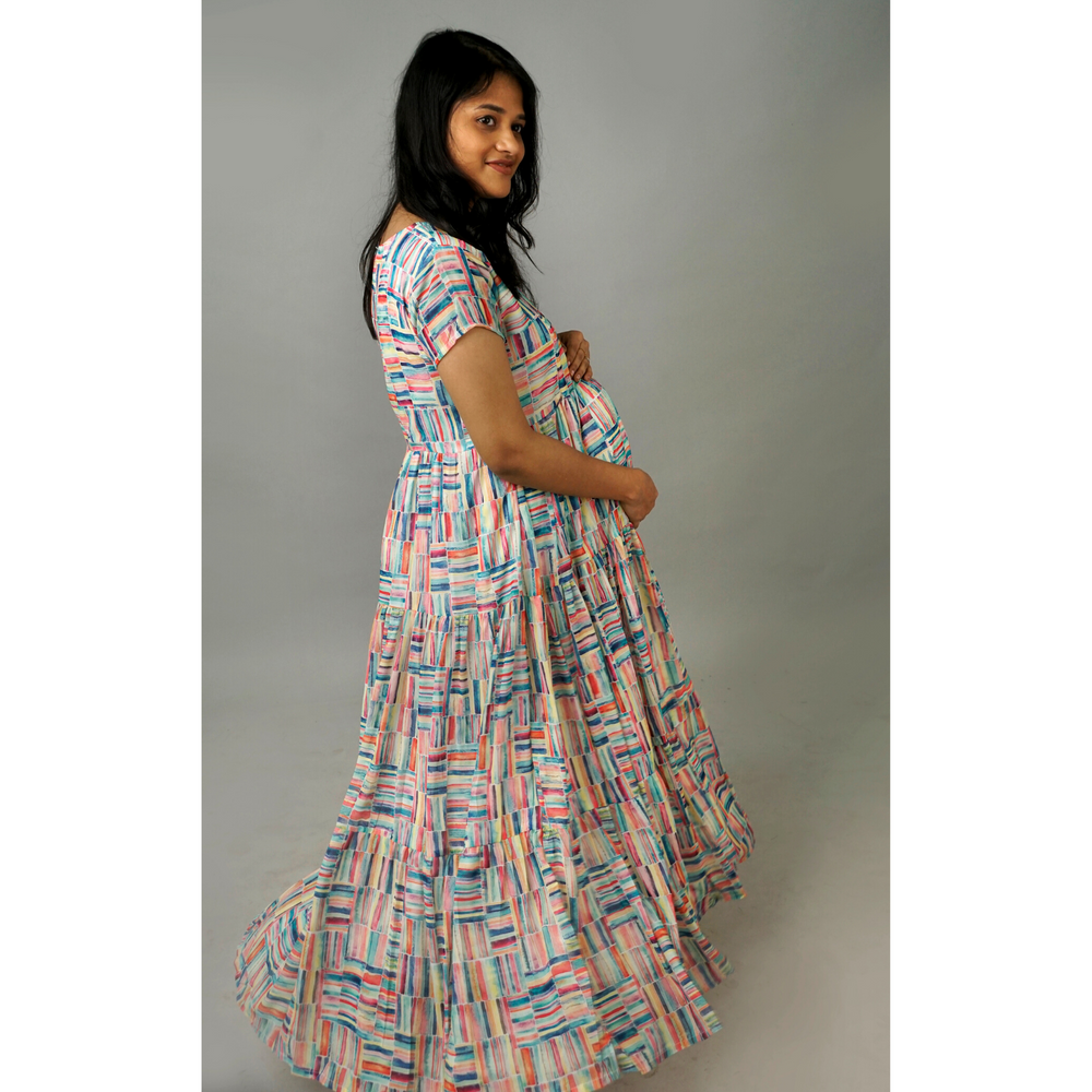 Multi colour tiled Maternity Wear