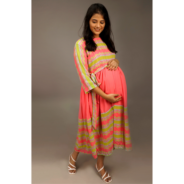 Fluorescent Geometric pattern Maternity Dress