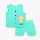 Personalized Jabla - Cute and Comfy Outfit - Aqua Green - 0 - 3 Months Old (Chest 9.8")