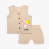 Personalized Jabla - Cute and Comfy Outfit - LIGHT CREAM - 0 - 3 Months Old (Chest 9.8")