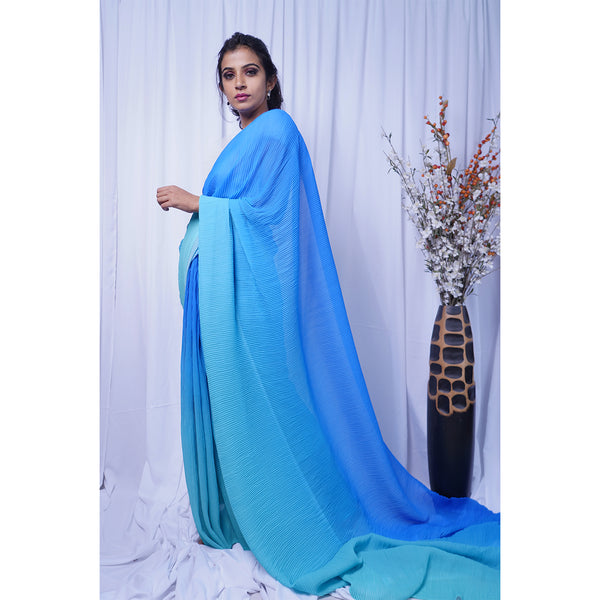 Good Glacier - Pleated Saree with Ready-Made/Pre-Stitched Option