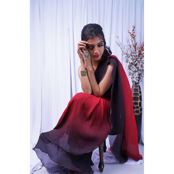 Cola Vibes - Pleated Saree with Ready-Made/Pre-Stitched Option
