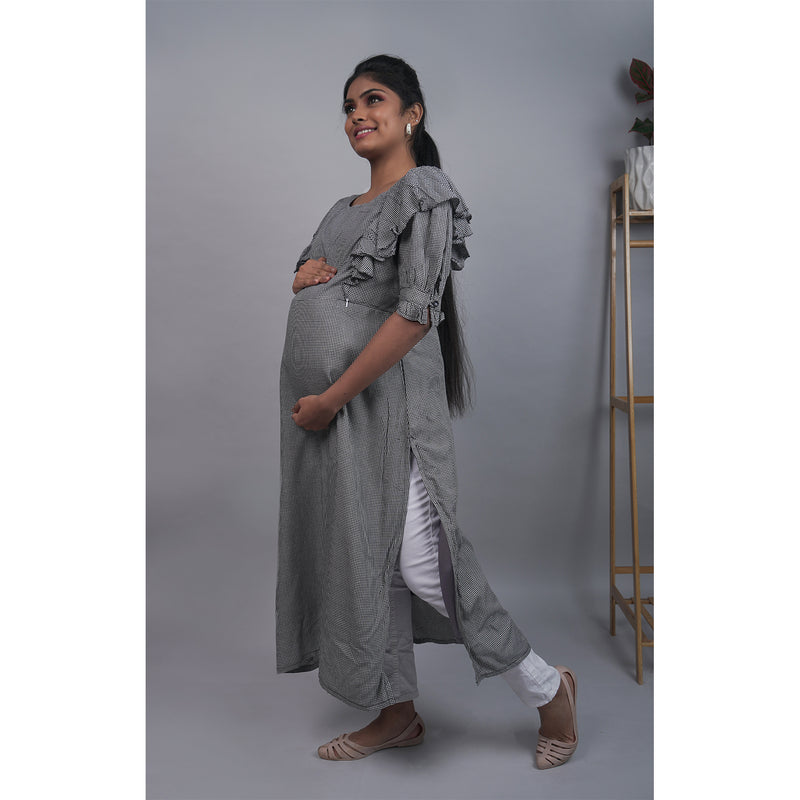 Gray Dear - 100% Cotton Casual Maternity & Feeding Kurta