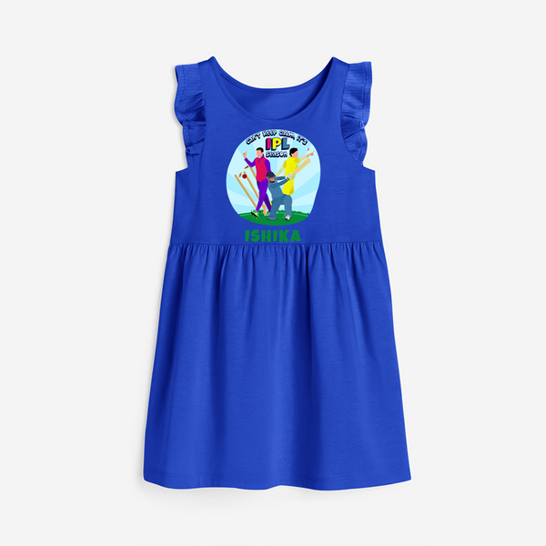 "Can't Keep Calm, Its IPL Season" Kids' Customisable Frock - ROYAL BLUE - 0 - 6 Months Old (Chest 18")