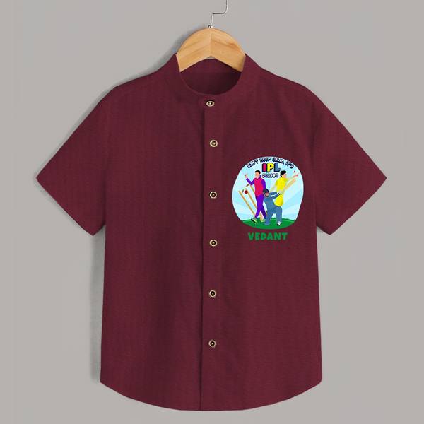 "Can't Keep Calm, Its IPL Season" Kids' Customisable Shirt - MAROON - 0 - 6 Months Old (Chest 23")
