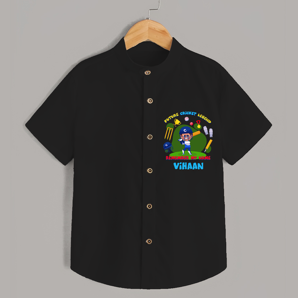 "Future cricket legend" Kids' Customisable Shirt - BLACK - 0 - 6 Months Old (Chest 23")