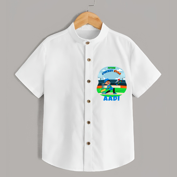 "Future cricket Star" Customised Shirt for Kids - WHITE - 0 - 6 Months Old (Chest 23")