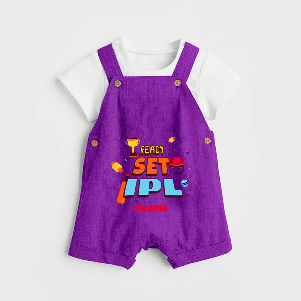 "Ready set IPL" Kids' Customisable Dungaree - PURPLE - 0 - 3 Months Old (Chest 17")