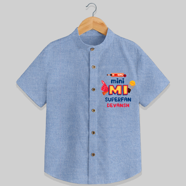 "Mini MI SuperFan" Kids' Customisable Shirt - BLUE CHAMBREY - 0 - 6 Months Old (Chest 23")