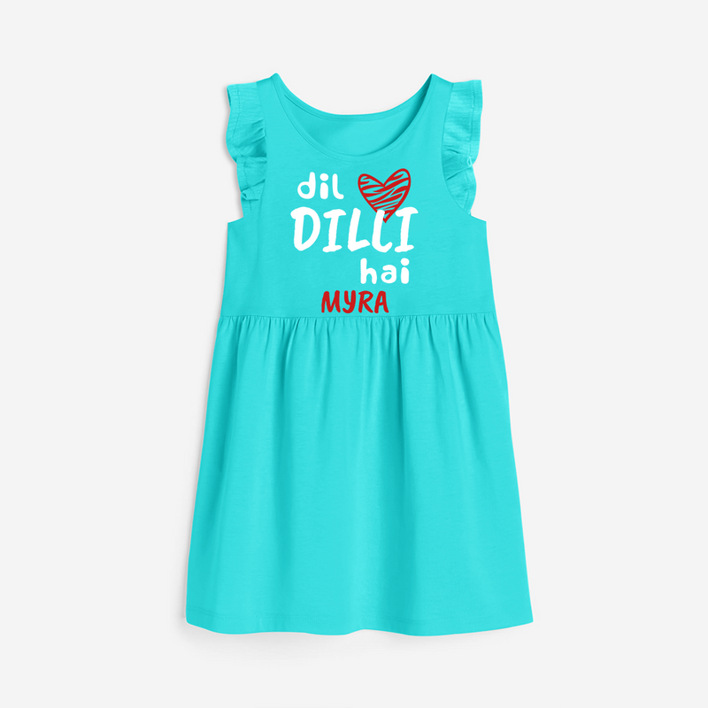 "Dil dilli Hai" Kids' Customisable Frock - LIGHT BLUE - 0 - 6 Months Old (Chest 18")