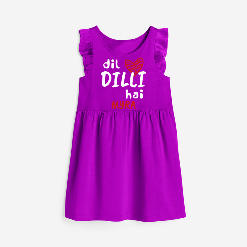 "Dil dilli Hai" Kids' Customisable Frock - PURPLE - 0 - 6 Months Old (Chest 18")