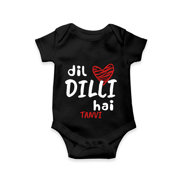"Dil dilli Hai" Kids' Customisable Romper - BLACK - 0 - 3 Months Old (Chest 16")