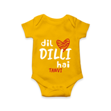 "Dil dilli Hai" Kids' Customisable Romper - CHROME YELLOW - 0 - 3 Months Old (Chest 16")