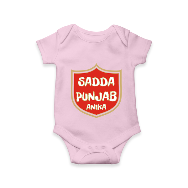 "Sadda Punjab" Customised Romper for Kids - BABY PINK - 0 - 3 Months Old (Chest 16")
