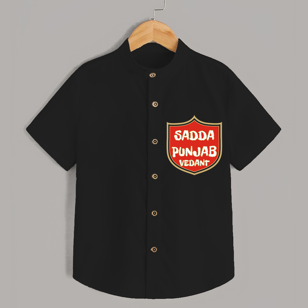"Sadda Punjab" Customised Shirt for Kids - BLACK - 0 - 6 Months Old (Chest 23")
