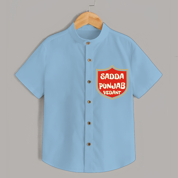 "Sadda Punjab" Customised Shirt for Kids - SKYBLUE - 0 - 6 Months Old (Chest 23")
