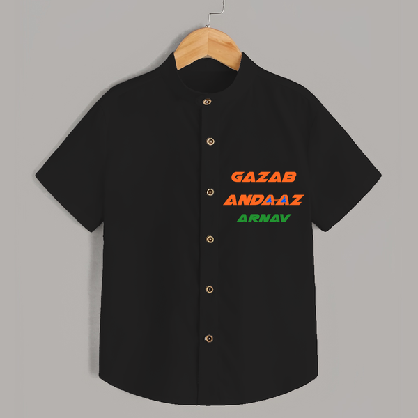 "Gazab Andaaz" Customisecd Shirt - BLACK - 0 - 6 Months Old (Chest 23")