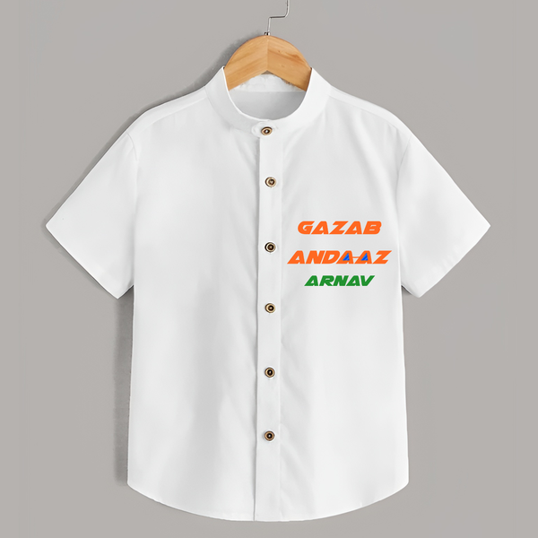 "Gazab Andaaz" Customisecd Shirt - WHITE - 0 - 6 Months Old (Chest 23")