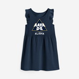 "AAVA DE" Kids' Customisable Frock - NAVY BLUE - 0 - 6 Months Old (Chest 18")