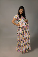 Multi colored Floral Leaves Rayon Maternity Wear