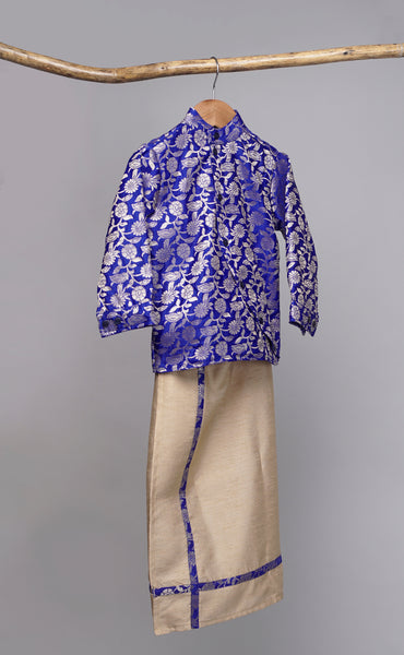 Sankranti & Pongal Kids Edit - Boy's Pattern Shirt & Dhoti Set