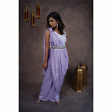 Lavender Blush Pleated Saree - With One Minute Saree Option