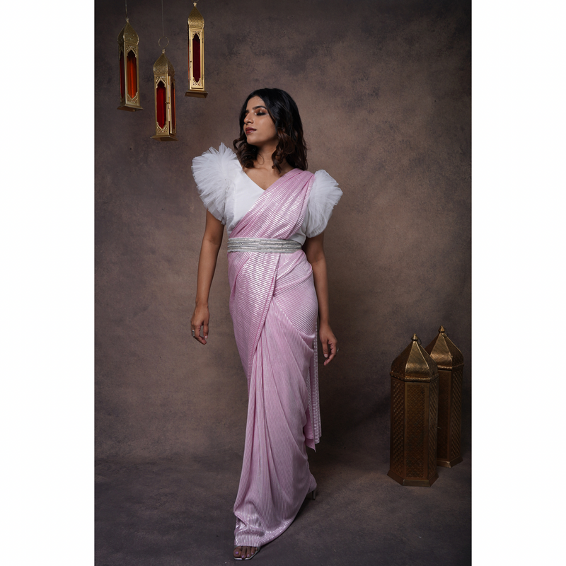 Pinky Promise Pleated Saree - With One Minute Saree Option