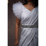 Silver Lining Pleated Saree - With One Minute Saree Option
